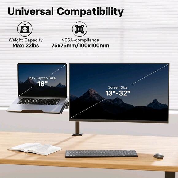 Redbat Monitor and Laptop Mount Stand, Fully Adjustable Monitor Arm - Picture 3 of 8